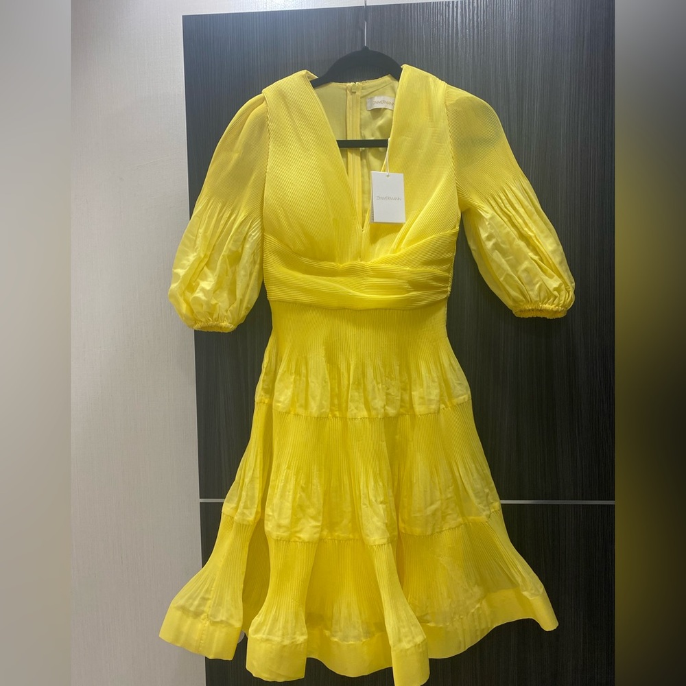 BRAND NEW WITH TAGS Zimmermann yellow pleated dress. Zimmermann size 0 US size 4